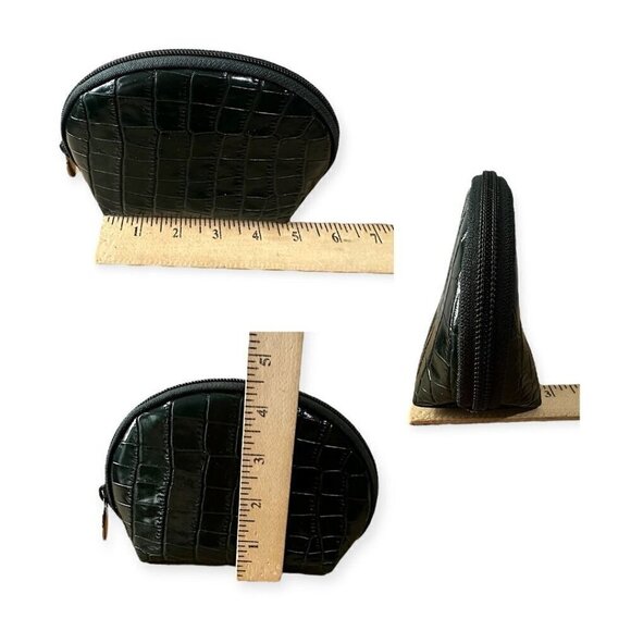 Furla Leather Cosmetic Case Set, Green Crocco Print Leather, Set of 3, New - Picture 10 of 10